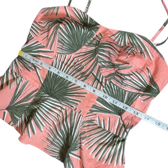A New Day Pink Palm Leaf Tank Peplum Top Size XS - Picture 9 of 11